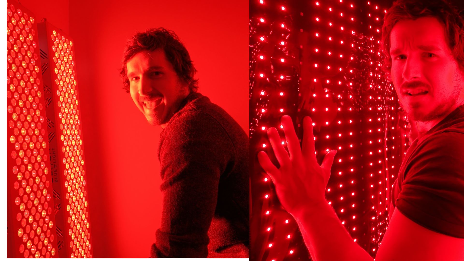 Garage Biohacker testing raw power and intense red light exposure from panels versus blankets